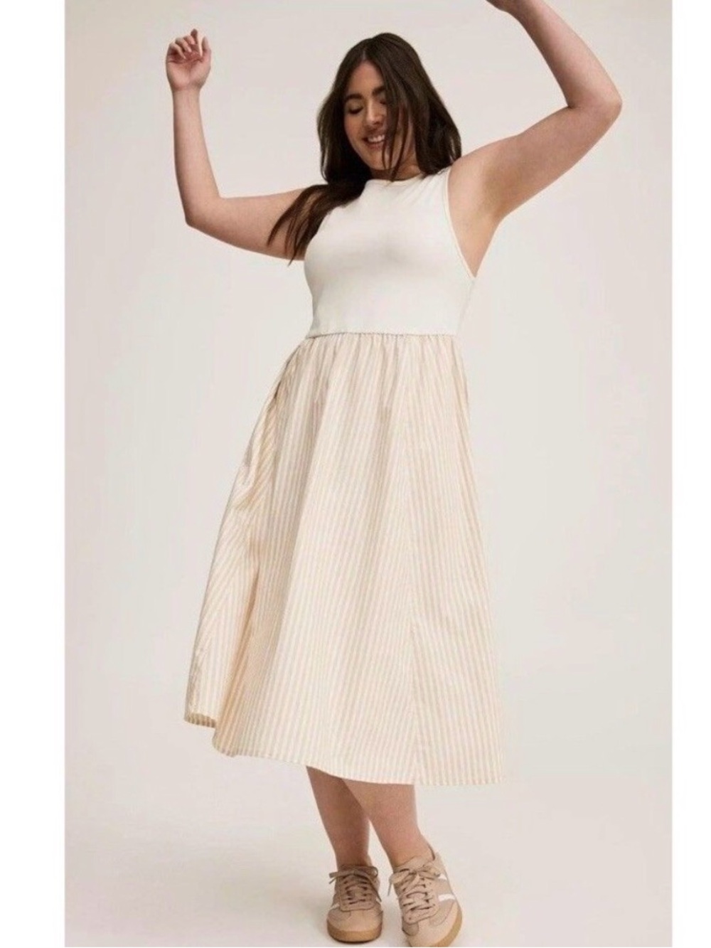 Torrid Midi Dress A Line Stripped Sleeveless